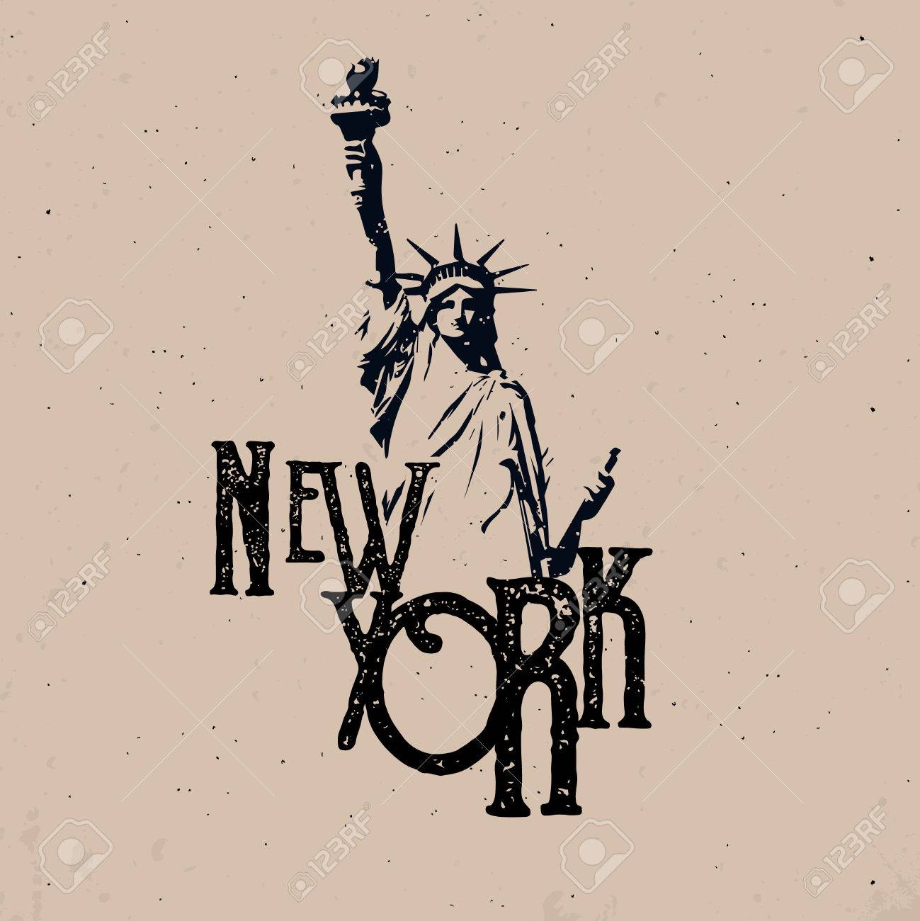 New York City Diseno De La Ropa Con La Estatua De Libery Ilustraciones Vectoriales Clip Art Vectorizado Libre De Derechos Image