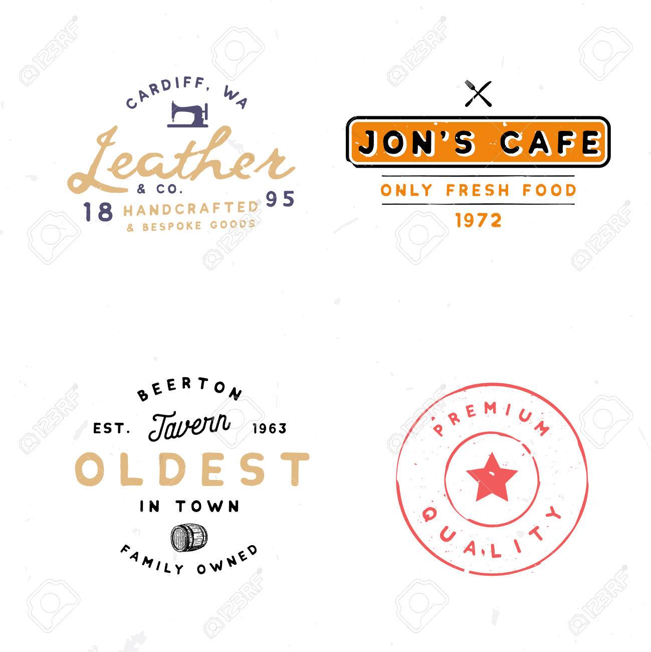 four vintage logo templates tavern leather goods premium quality