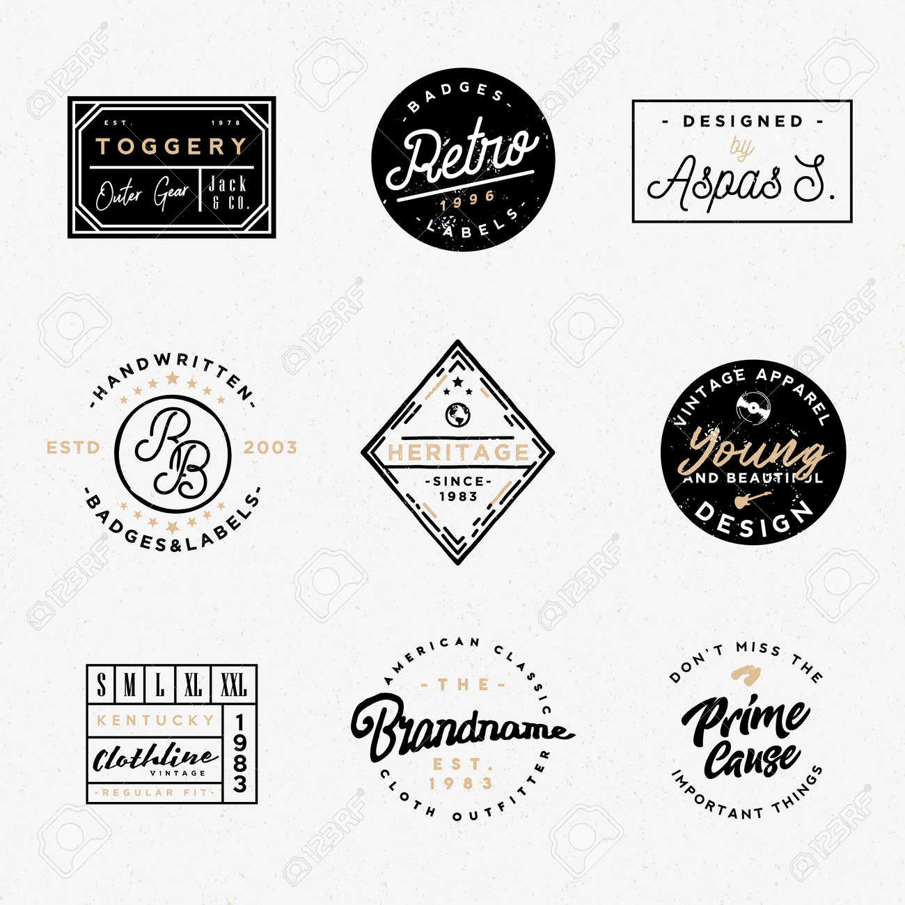 Retro Clothing Badges In Minimal Vintage Style Apparel Labels