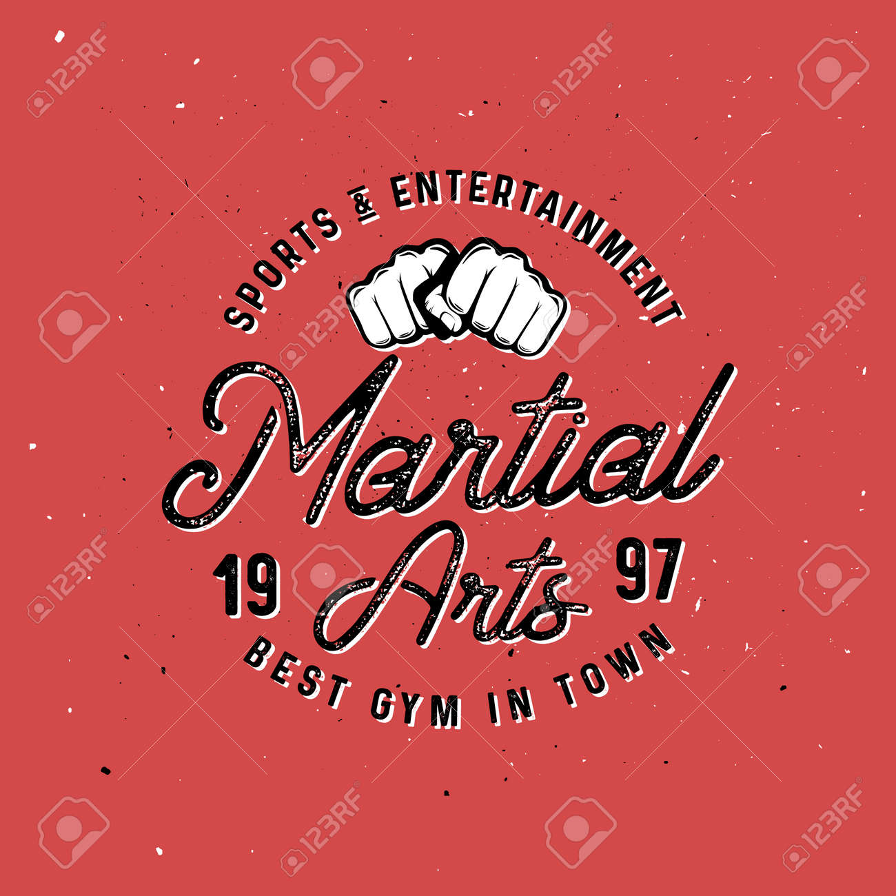 Boxing Gloves And Text Knock Out. Boxing Emblem Label Badge T