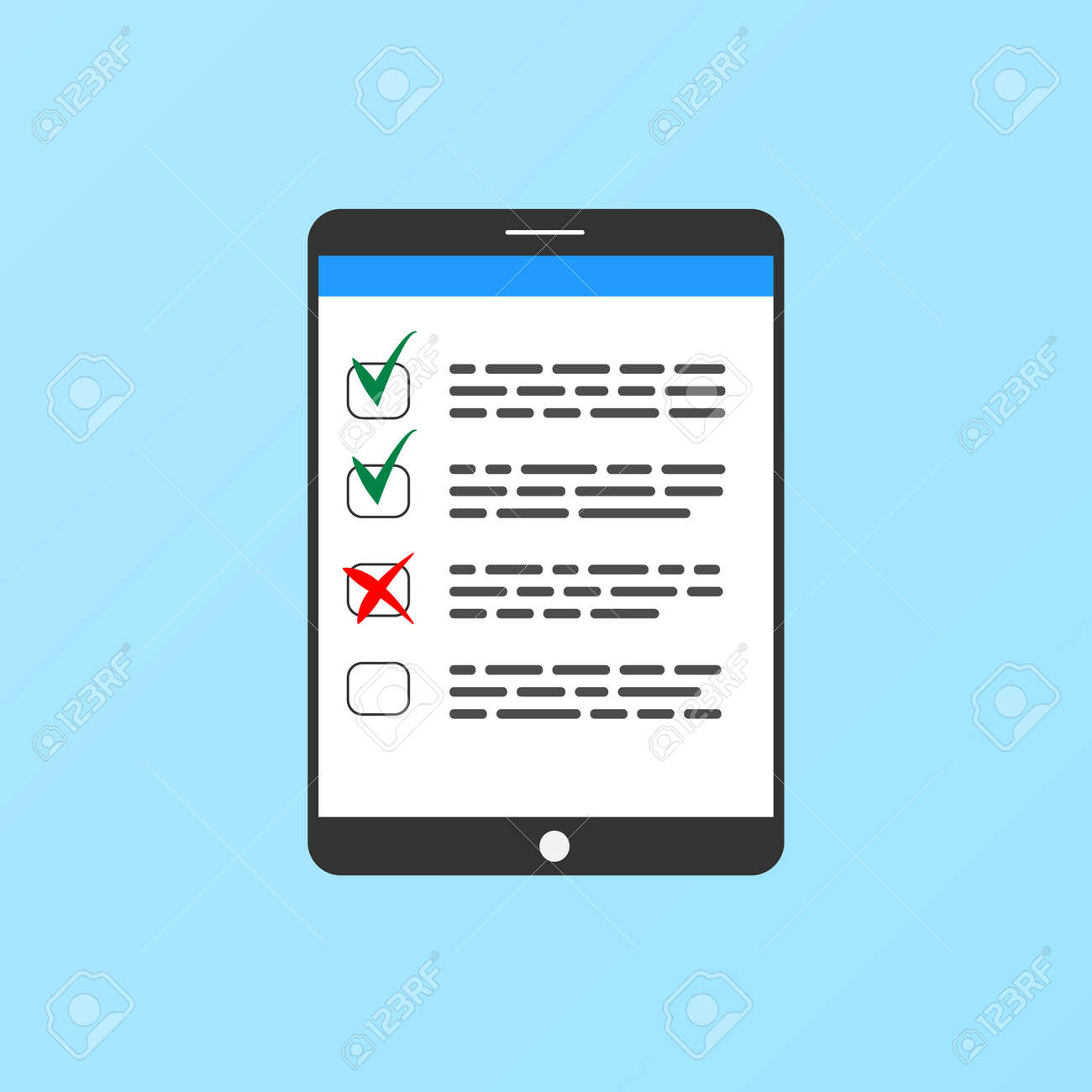 デバイスの画面のイラストをデジタルのチェックリスト のイラスト素材 ベクタ Image 1773