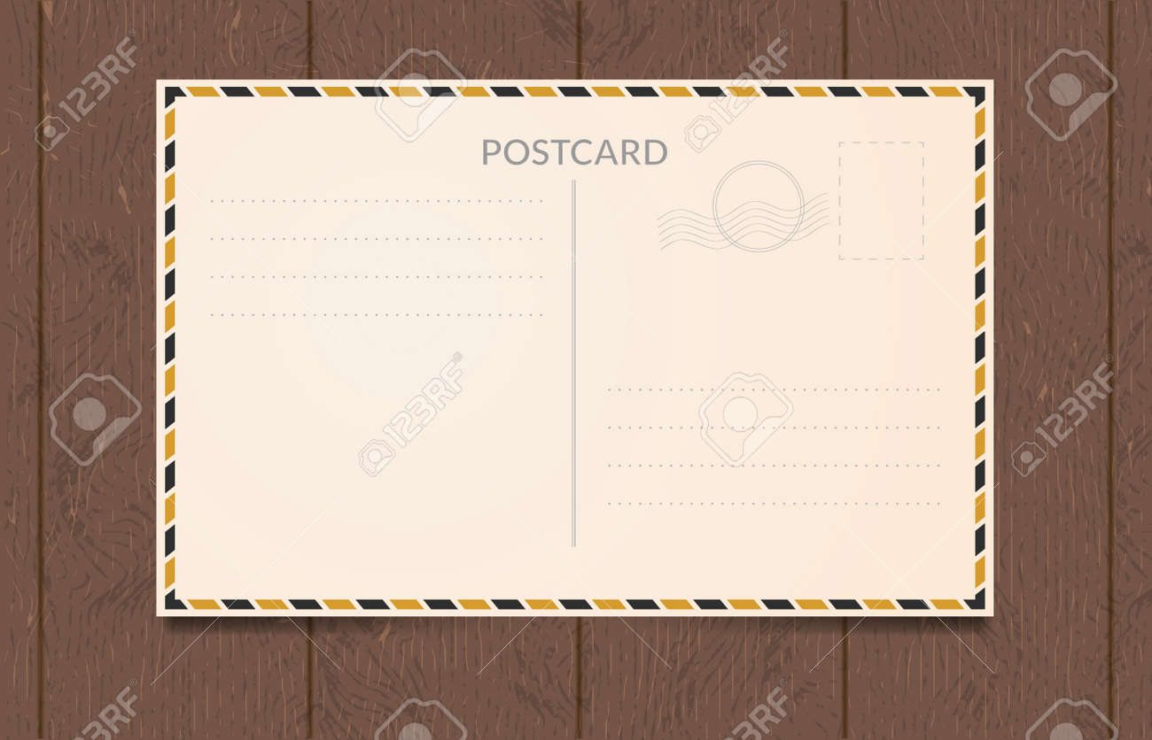 デザインのための木製の背景に空白のはがきイラストのイラスト素材 ベクタ Image