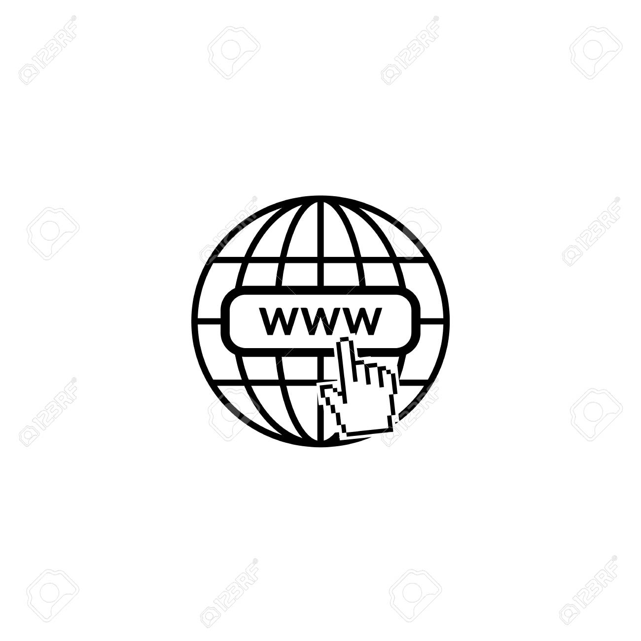 Internet Icon. World Net Favicon With Old Pixelated Hand Mouse Cursor  Royalty Free SVG, Cliparts, Vectors, and Stock Illustration. Image 96848679., image size:1300x1300