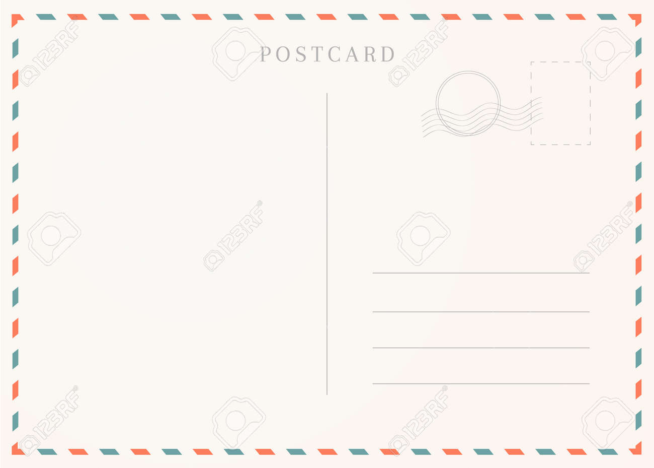 Vintage Postcard Template. Postal Card Illustration For Design Within Post Cards Template