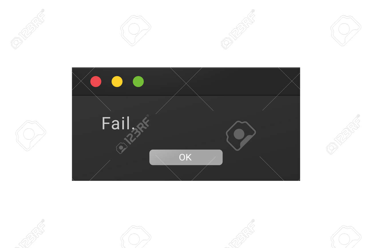dark theme of an error message popup in a night mode message pop up