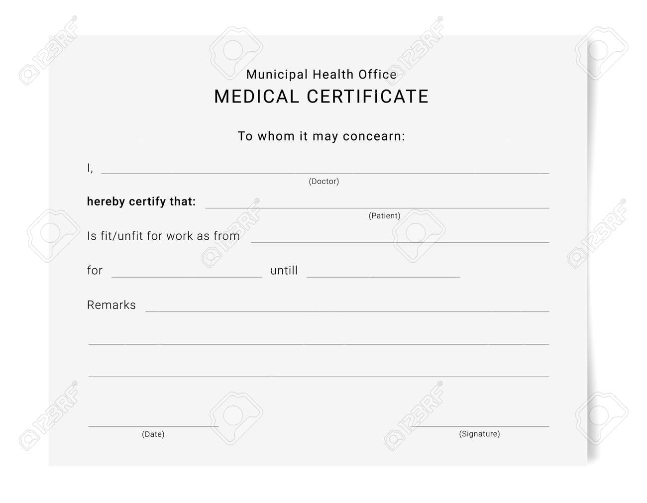 Medical Certificate Form. Sick Leave Pad Template. Royalty Free Intended For Medical Sick Note Template