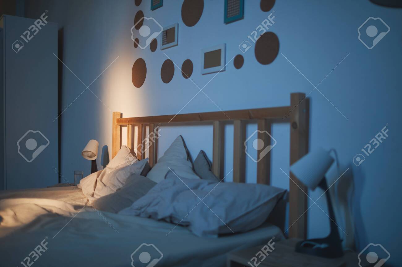 Background Image Of Empty Bedroom Interior With Comfortable Bed Stock Photo Picture And Royalty Free Image Image 148430615