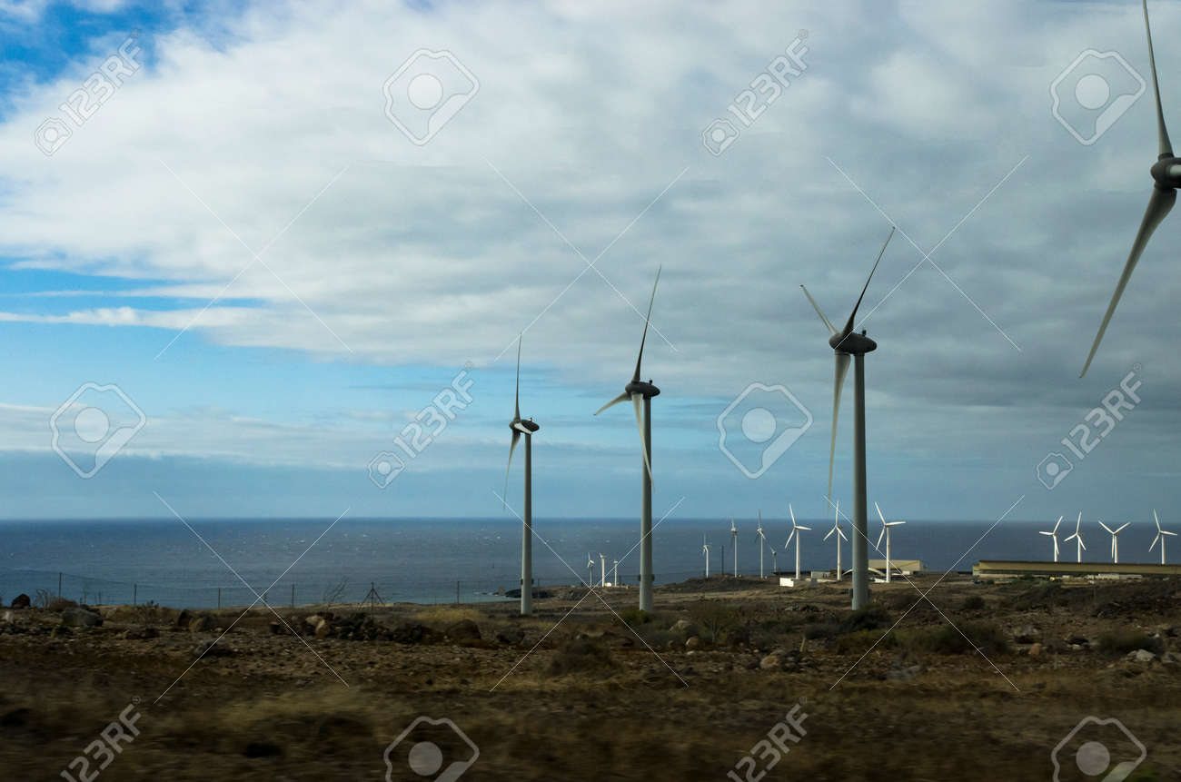 Wind generators on the sea coast, panorama - 148026351 Wind generators on the sea coast, panorama - 148026351