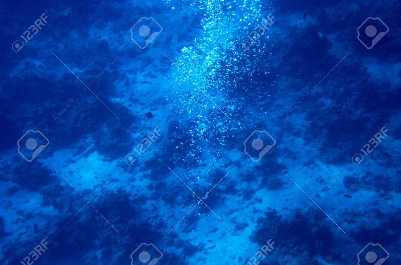 Air bubbles rise from the seabed - 163466760 Air bubbles rise from the seabed - 163466760