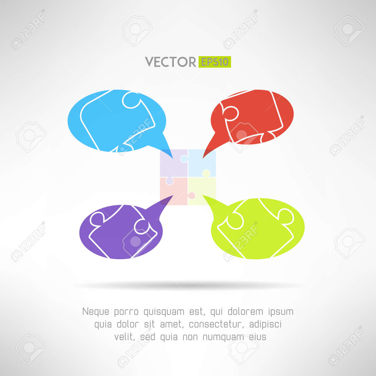 Puzzle Chat Comunication Template For Infographics Teamwork Royalty Free Cliparts Vectors And Stock Illustration Image