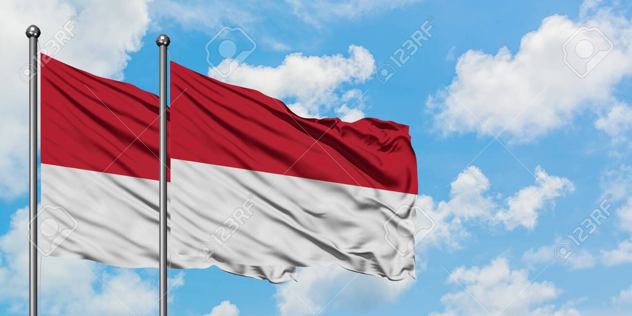 Monaco And Indonesia Flag Waving In The Wind Against White Cloudy Blue Sky Together Diplomacy Concept International Relations Stock Photo Picture And Royalty Free Image Image 146922561
