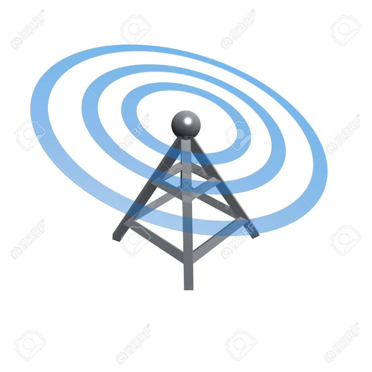 白い背景で隔離の電波と無線タワー の写真素材 画像素材 Image
