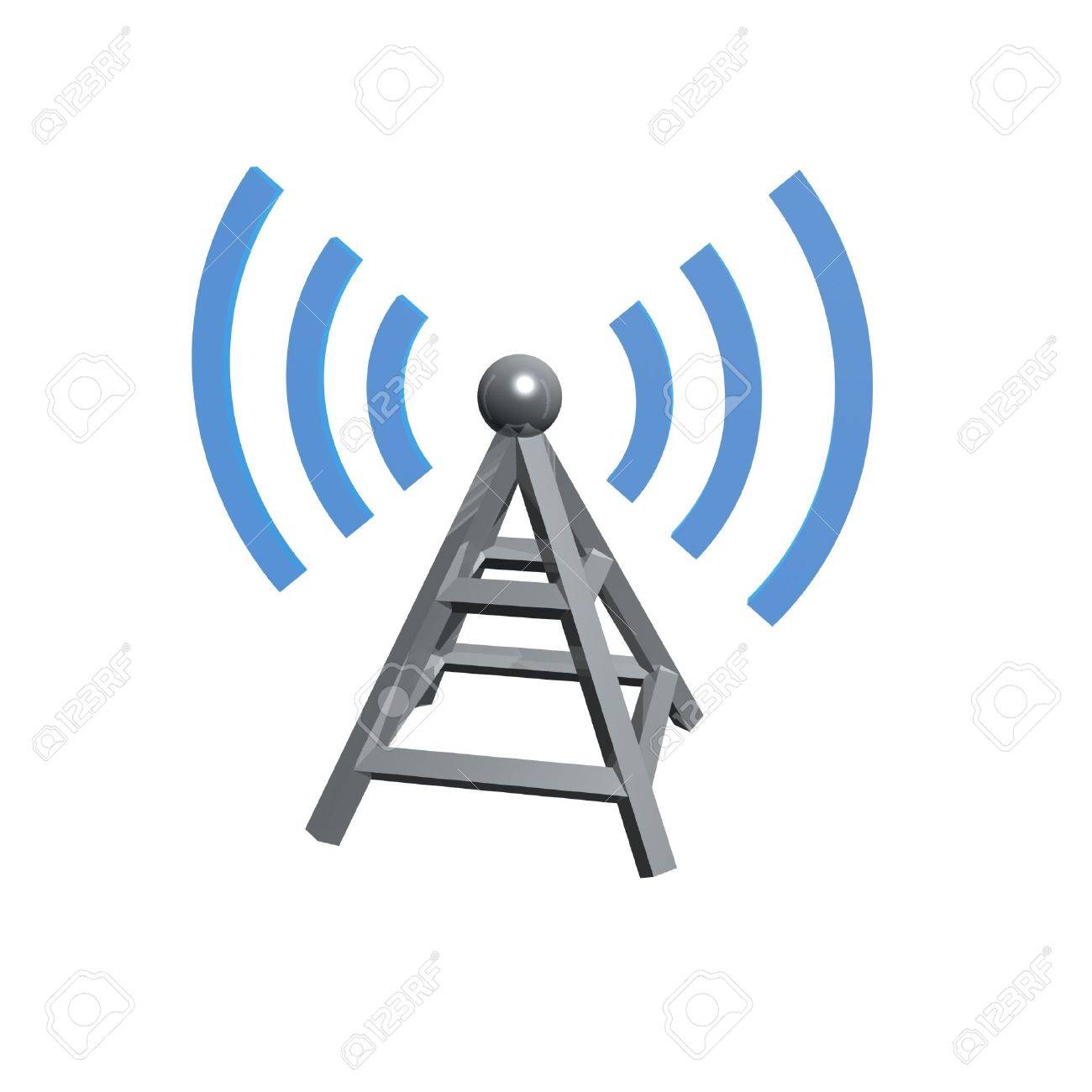 白い背景で隔離の電波と無線タワー の写真素材 画像素材 Image