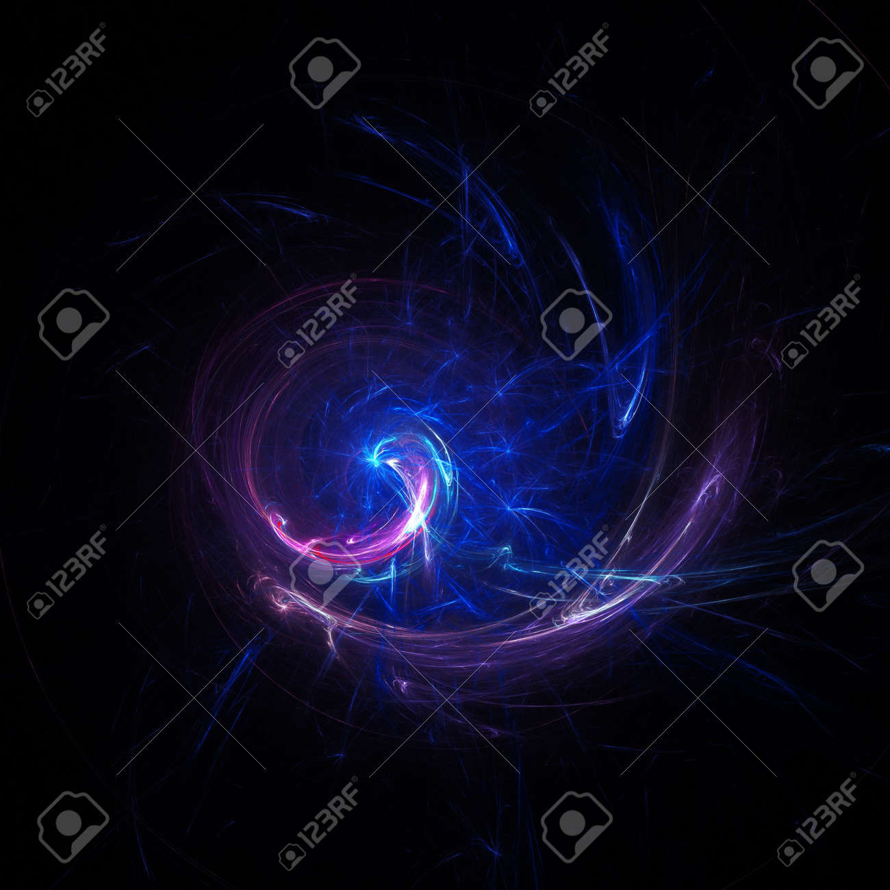 暗い背景にカオス カラフルな旋回光線 の写真素材 画像素材 Image