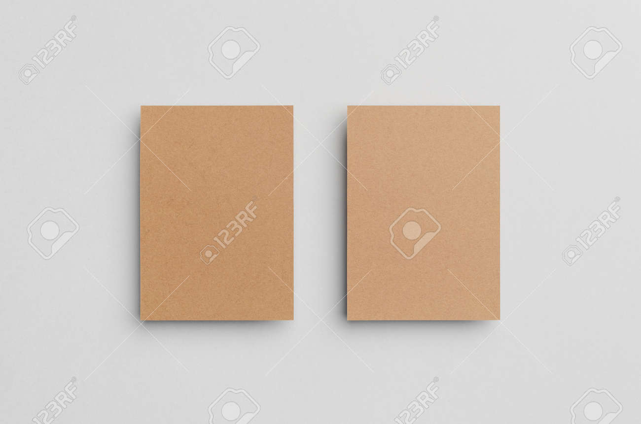 kraft a6 flyer postcard invitation mock up stock photo picture