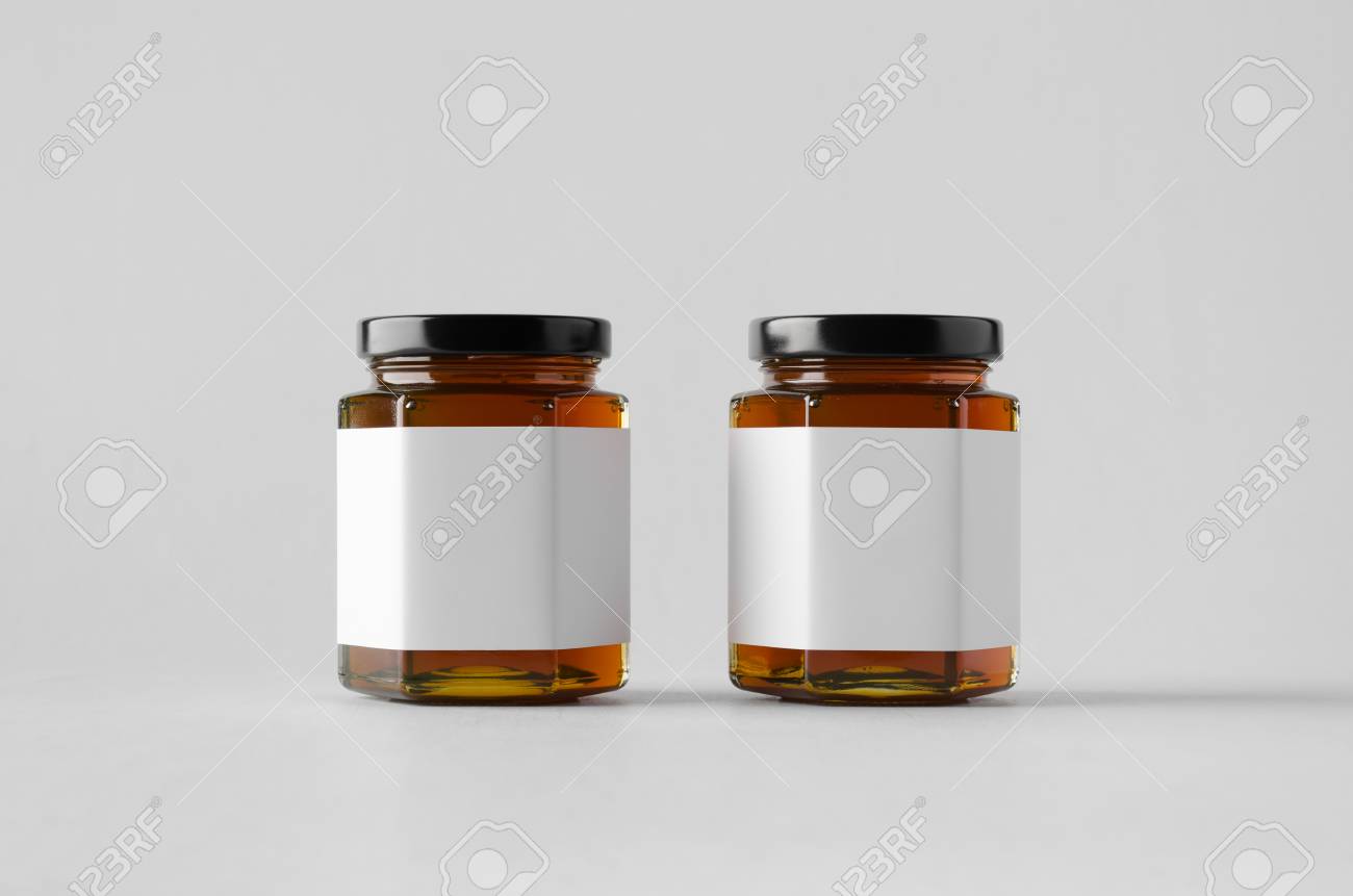 honey jar mock up two jars blank label stock photo picture and