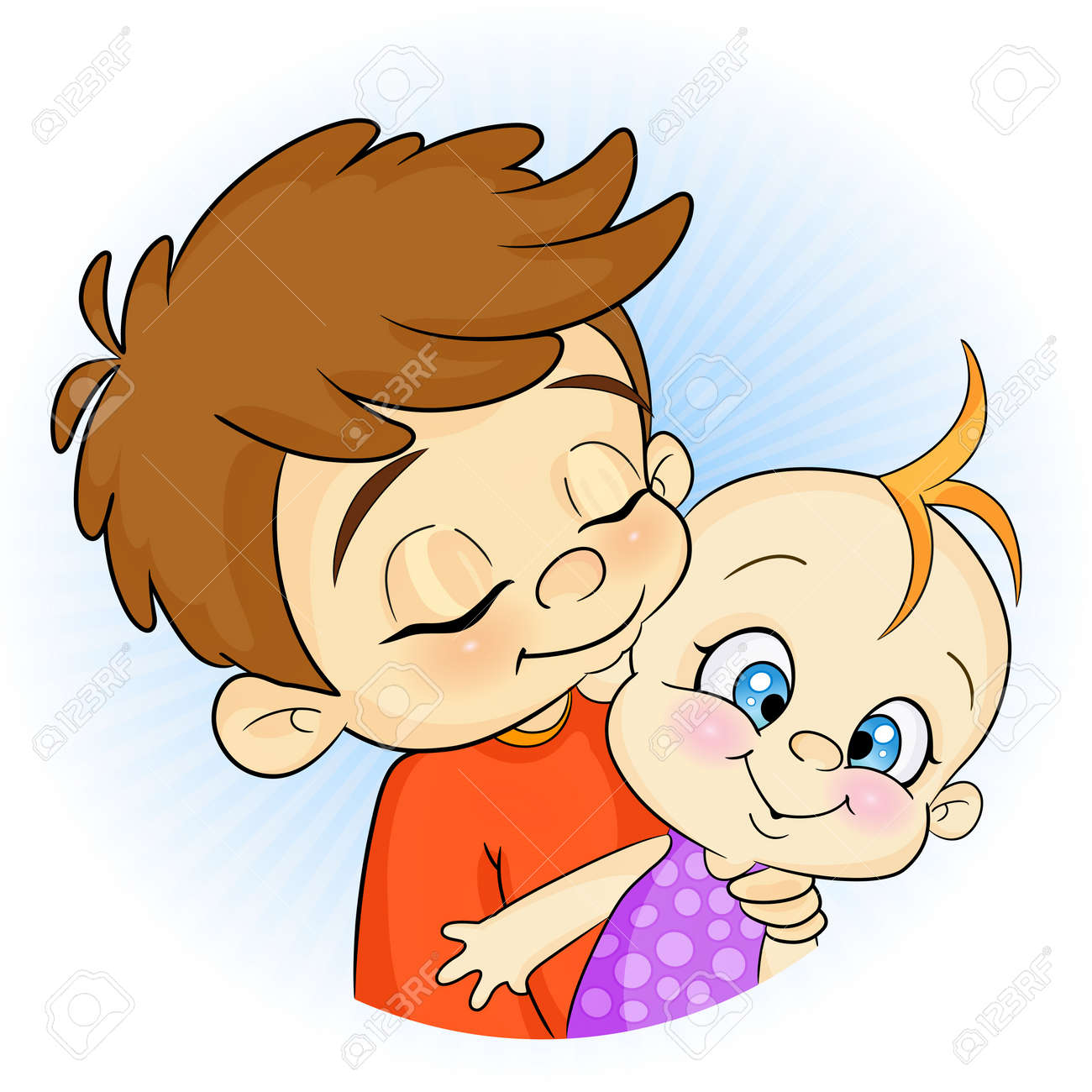 幸せな小さな兄弟 のイラスト素材 ベクタ Image