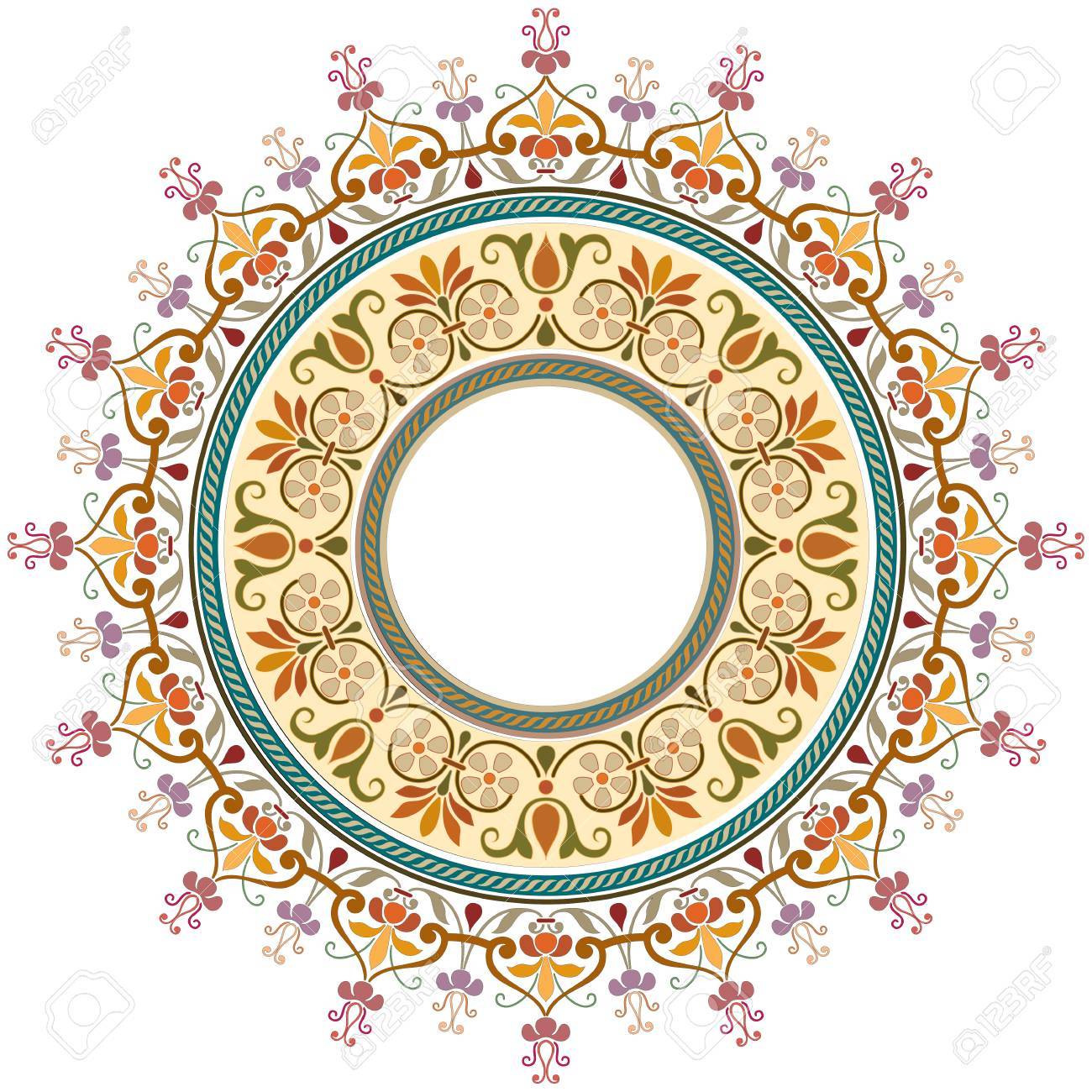 Abstract Circle Floral Ornamental Border Royalty Free Cliparts
