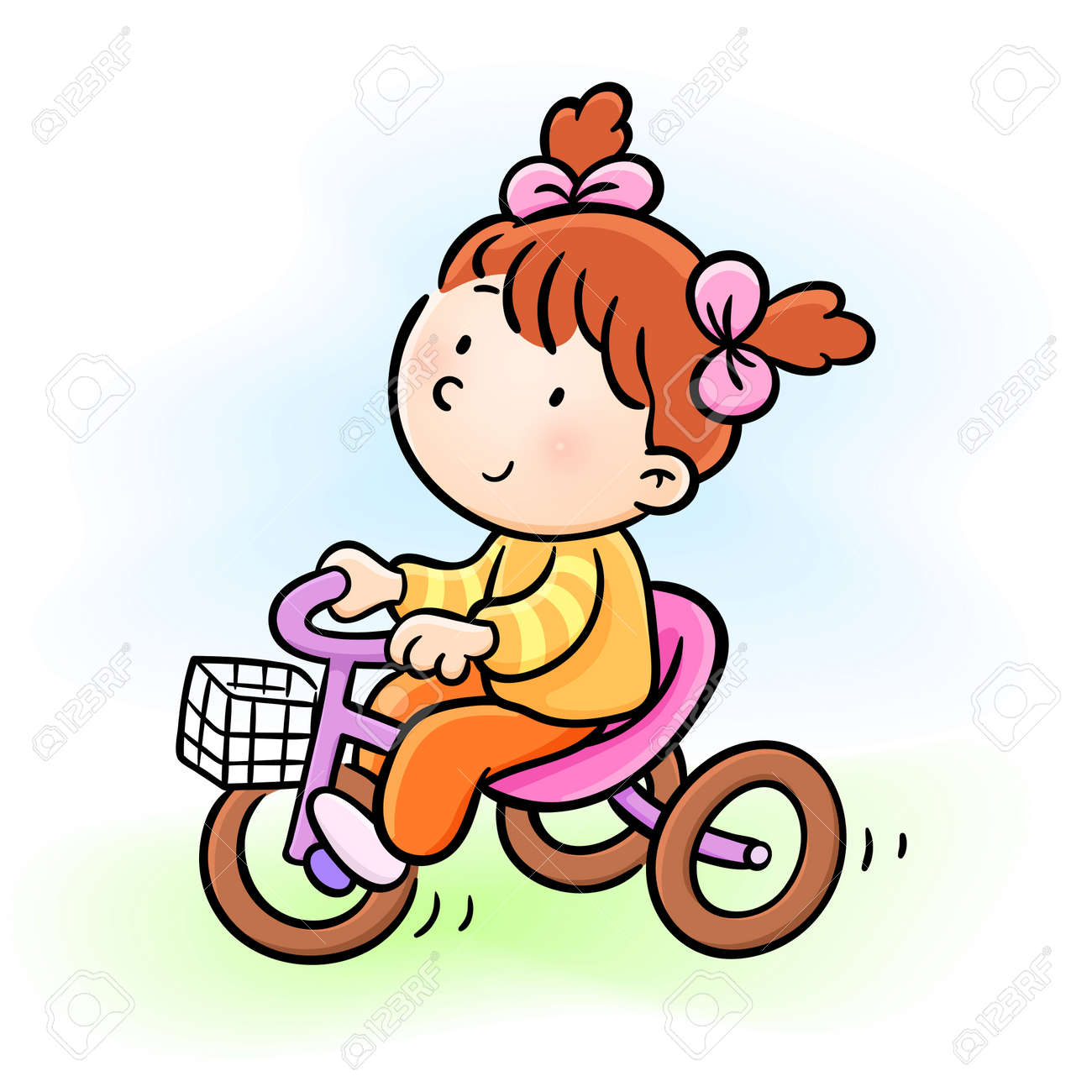 三輪車に乗って女の赤ちゃん のイラスト素材 ベクタ Image