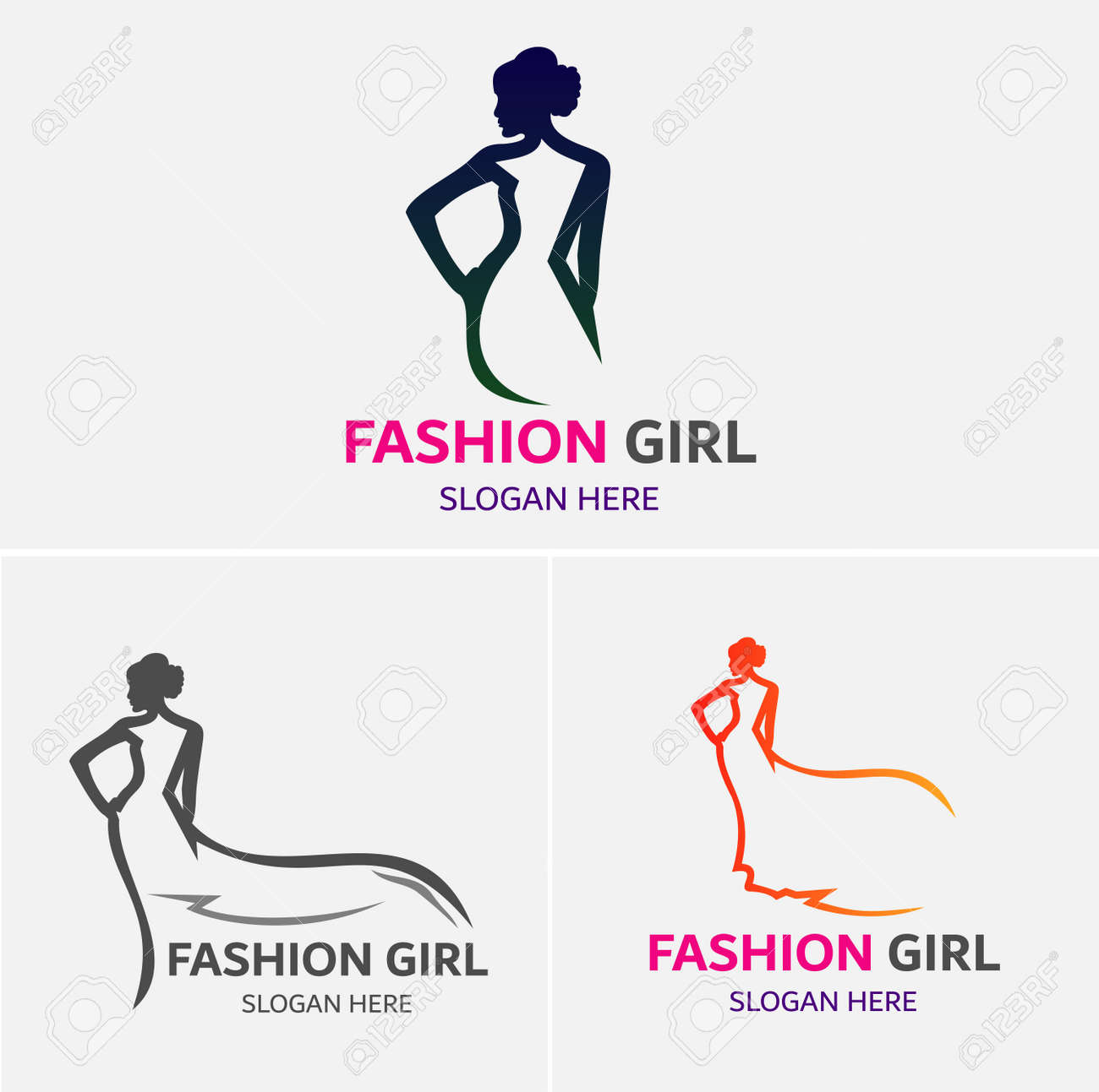fashion girls logo template royalty free cliparts vectors and