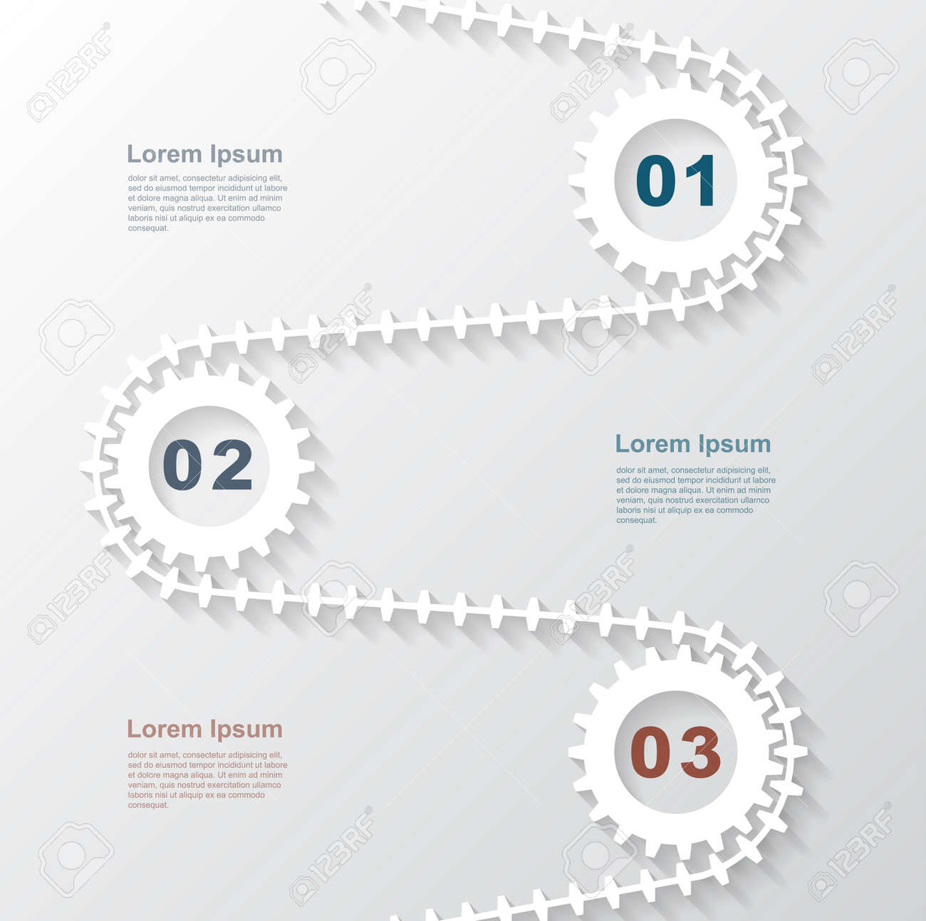 infographic template with paper gears template for business