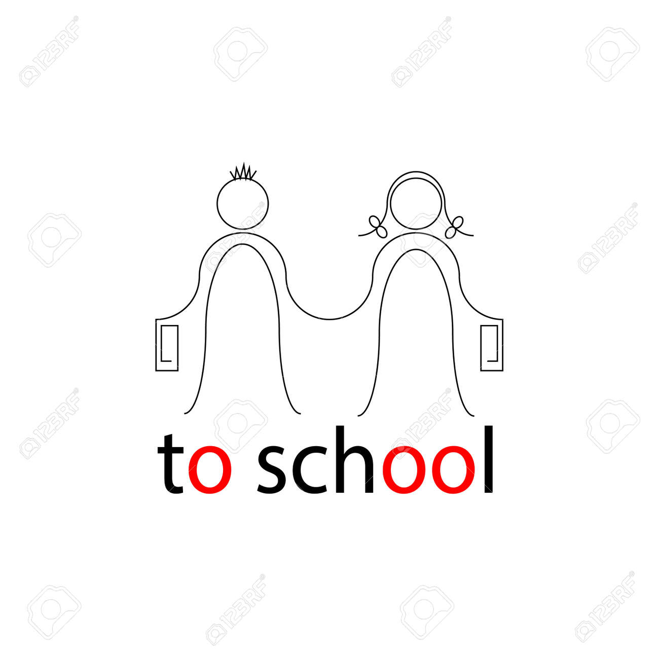 To School Drawing Of A Boy And A Girl Holding Hands A Joyful