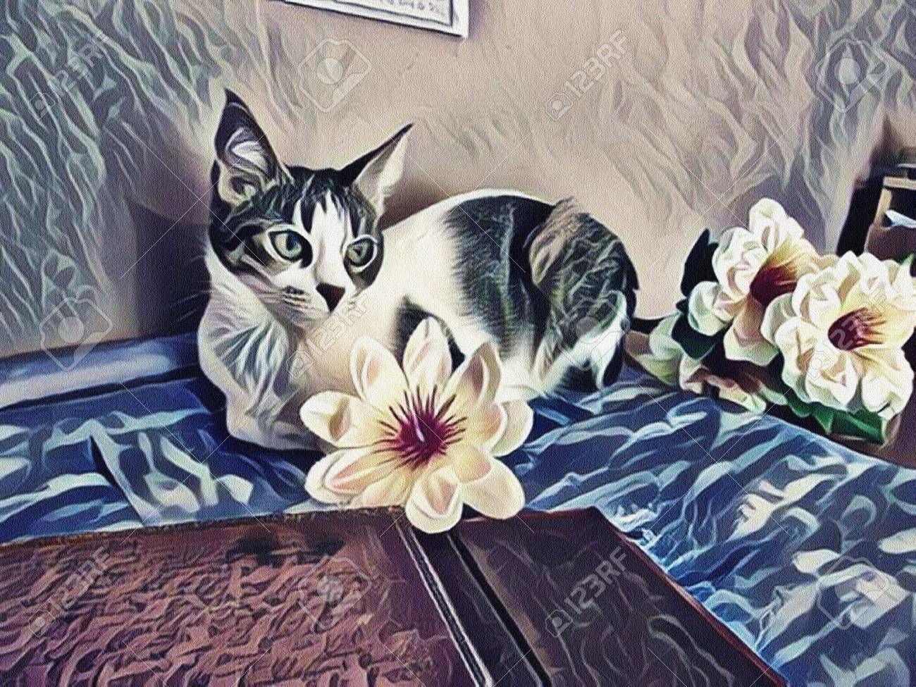 猫の絵 ダリアシリーズ
