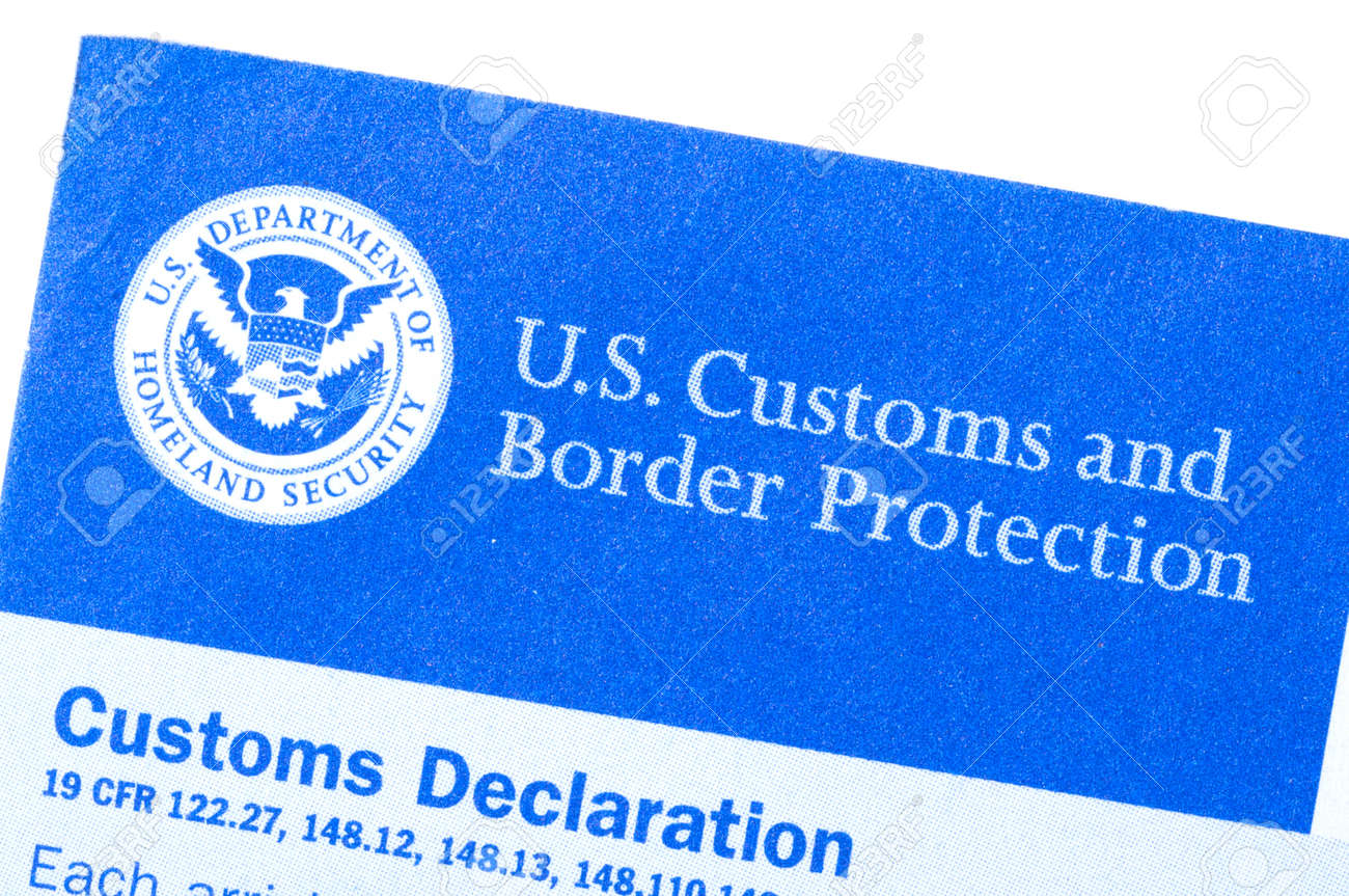 macro closeup of u s customs and border protection declaration us border form