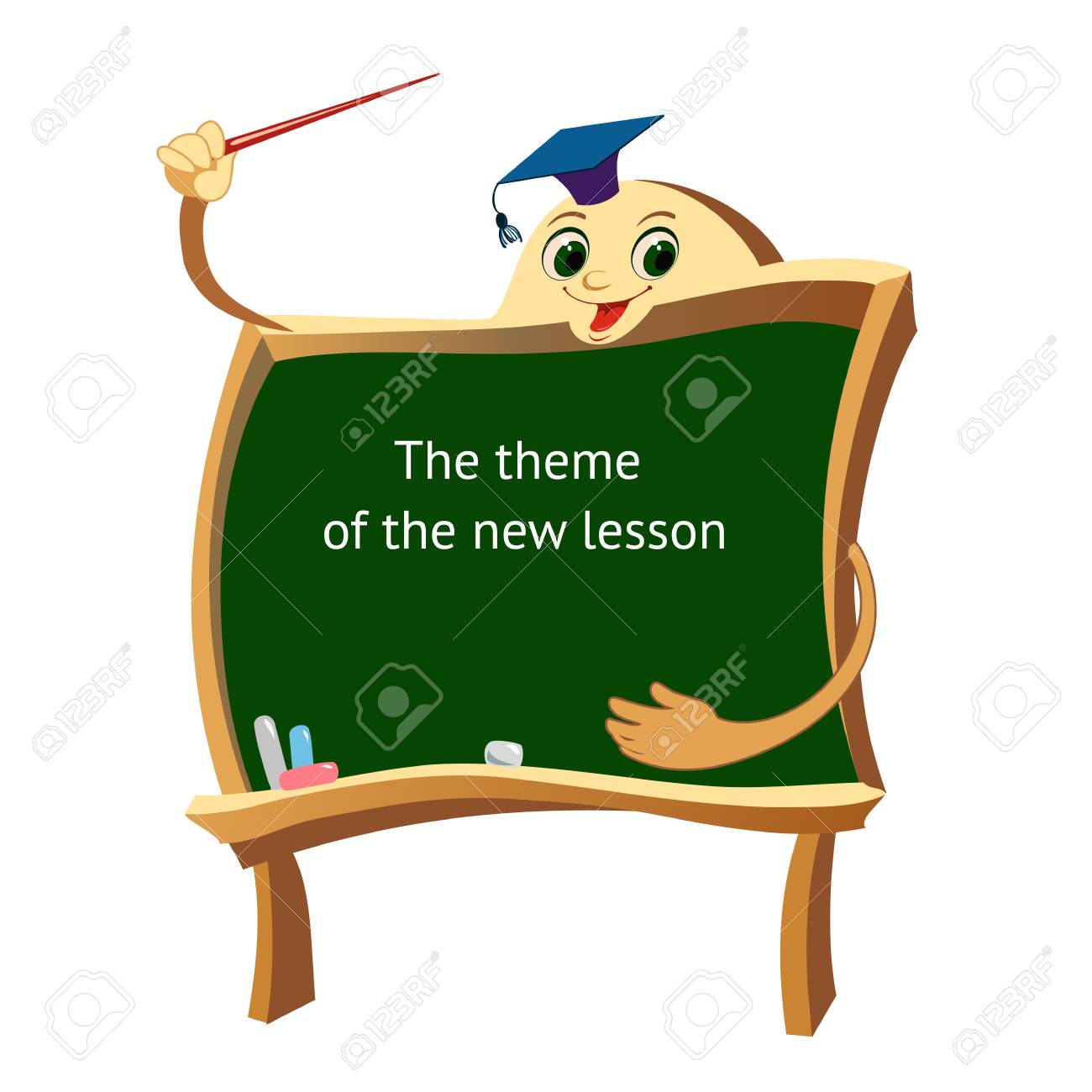 学校のテキストに戻ると面白い黒板漫画 のイラスト素材 ベクタ Image