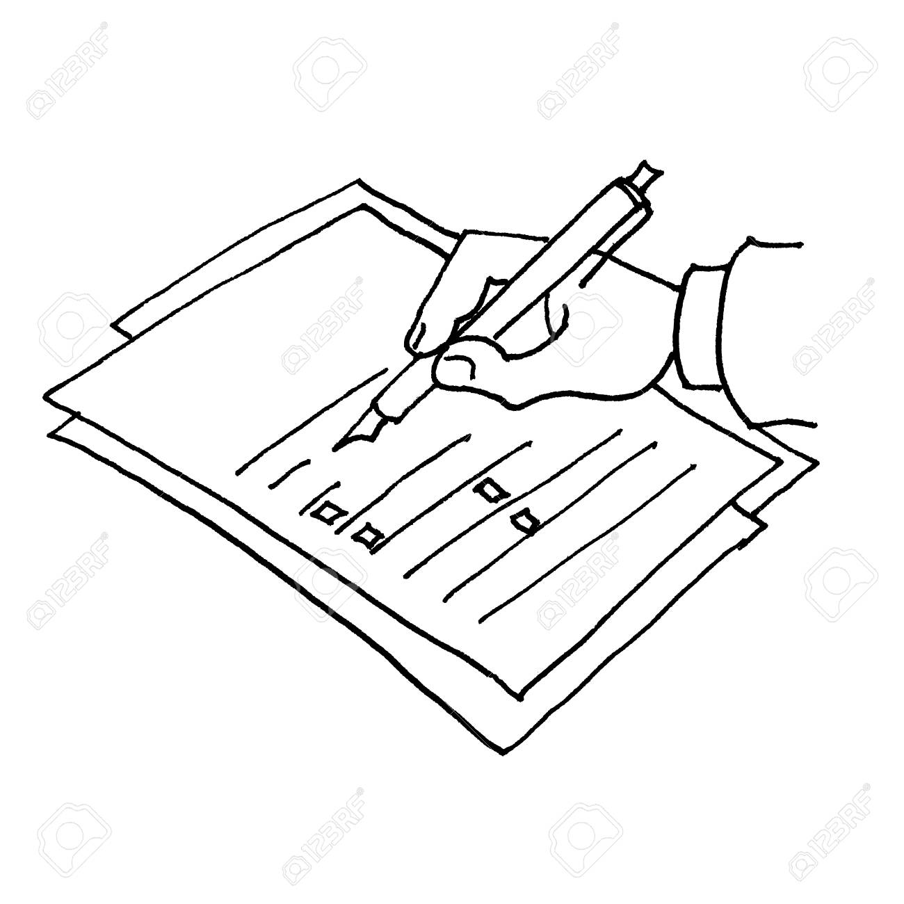 The Signing Of The Document Hand Pen Signature Paper Drawing