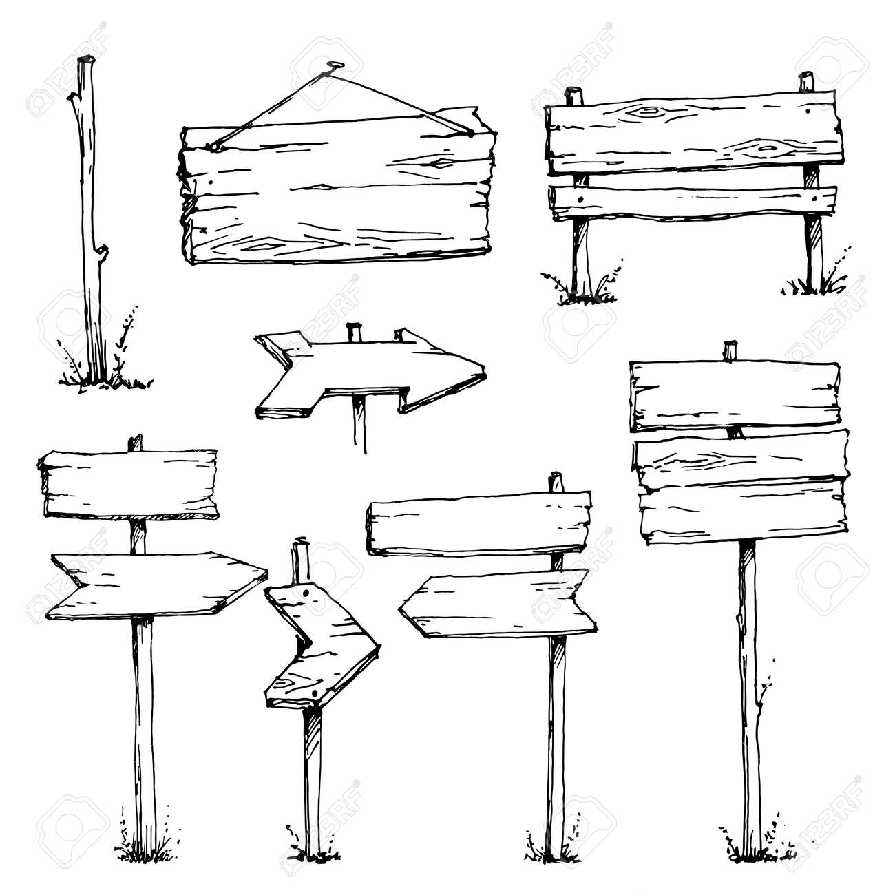 Wooden billboards Vector Sketch. Wooden placard. Cartoon vector and white, hand drawn, sketch style, isolated on white background - 149535474 Wooden billboards Vector Sketch. Wooden placard. Cartoon vector and white, hand drawn, sketch style, isolated on white background - 149535474
