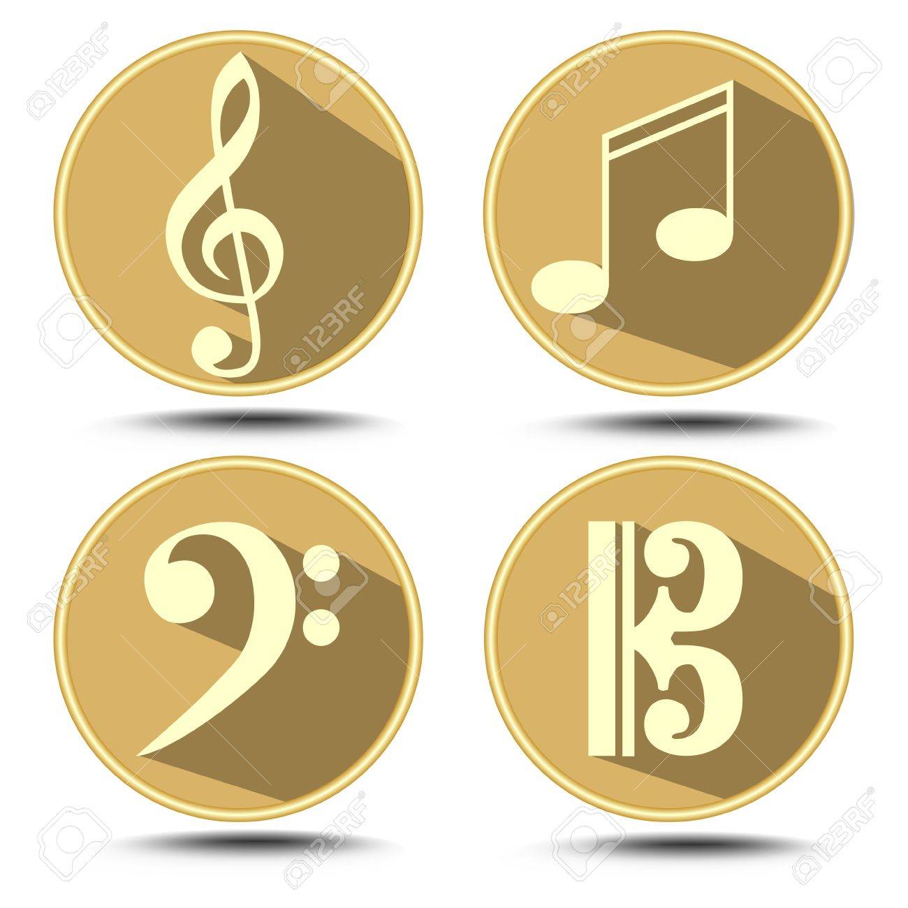 a set of music symbol in circle with long shadow treble clef what is a treble clef in music