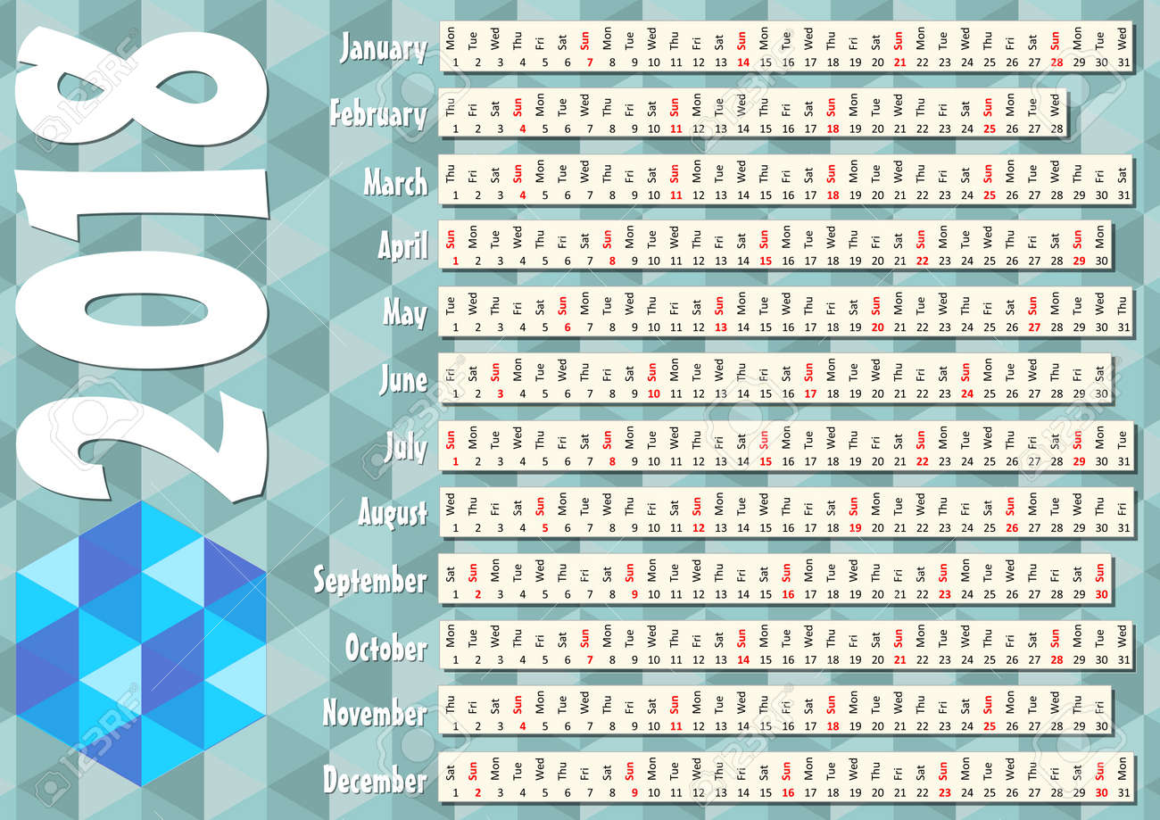 奇抜なデザインでシンプルな水平カレンダーです ヶ月横の縞で 会社のプレゼンテーションのための場所でミニマルなデザイン ベクター Eps 10 のイラスト素材 ベクタ Image