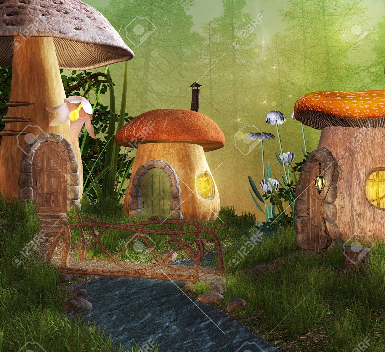 キノコ村 の写真素材 画像素材 Image