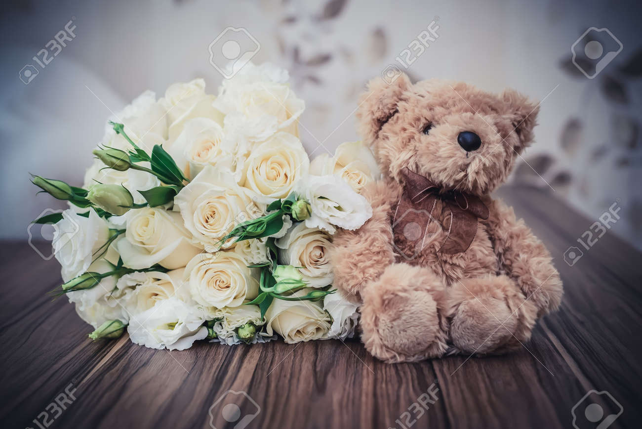 white rose teddy