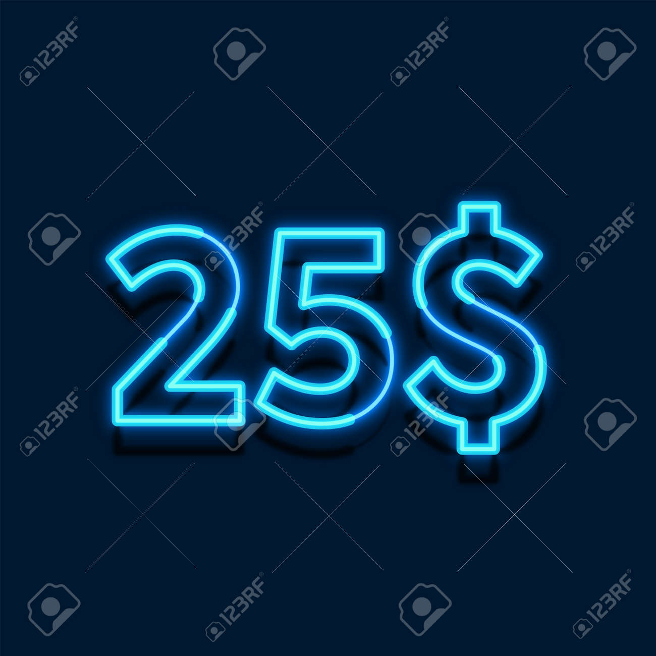 네온 달러 25 가격 기호 디자인 녹색 배경에 특별 제공 25달러 기호를 즐길 수 있습니다. 로열티 무료 사진, 그림, 이미지 그리고  스톡포토그래피. Image 177252481