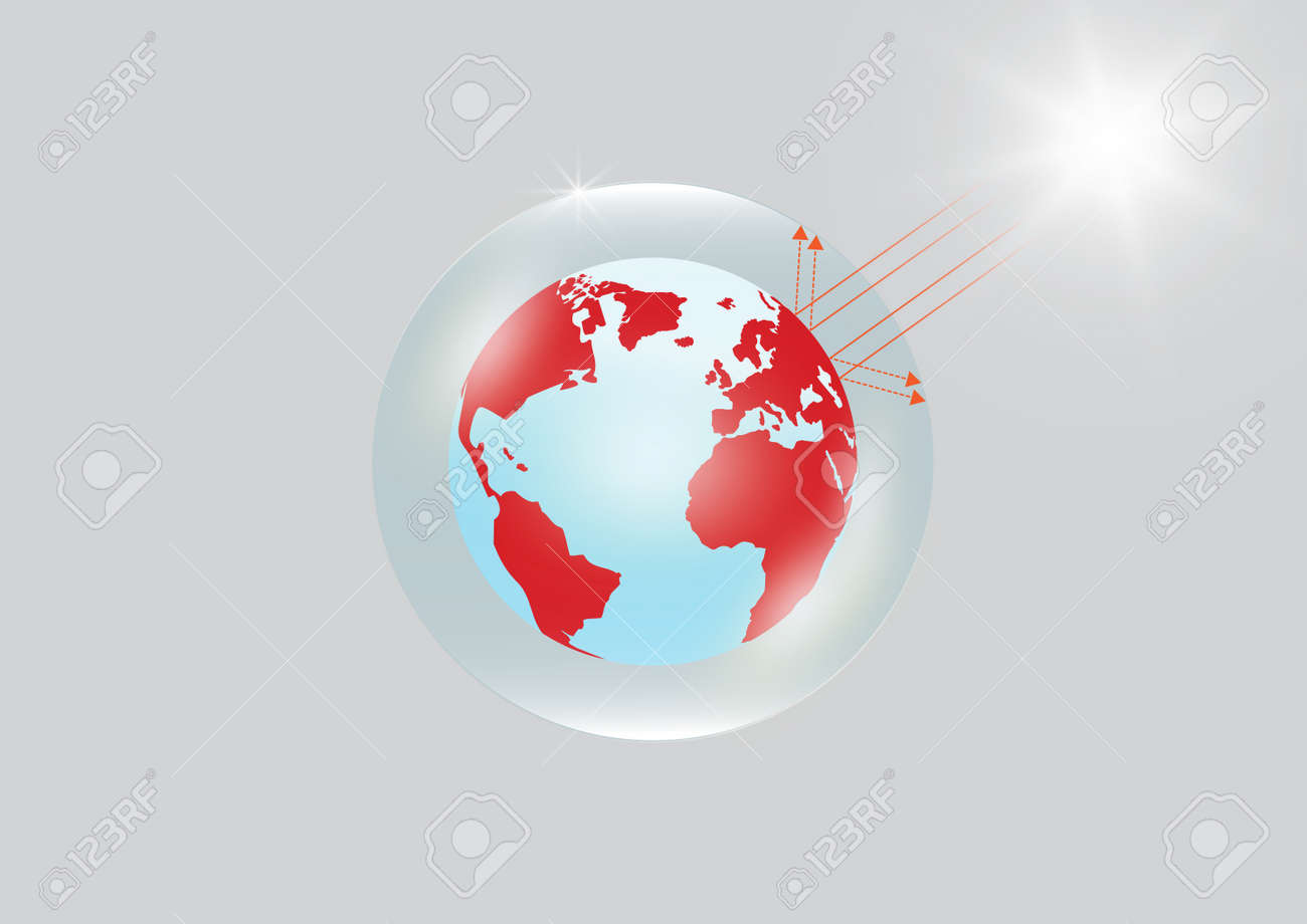 Earth Trapped In Transparent Glass Greenhouse With Strong Sunlight Royalty Free Cliparts Vectors And Stock Illustration Image