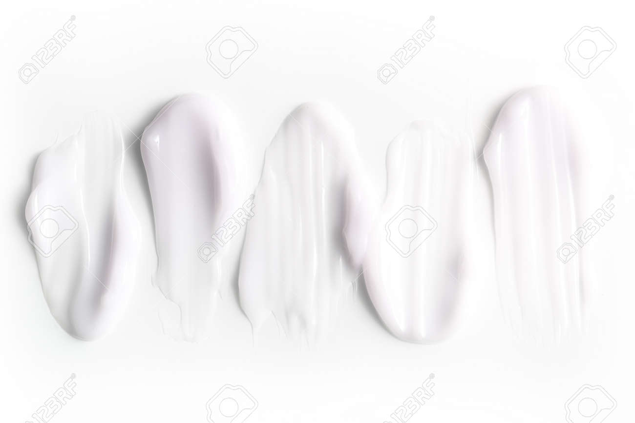 A group of textured strokes of moisturizers on a white background. - 113062701 A group of textured strokes of moisturizers on a white background. - 113062701