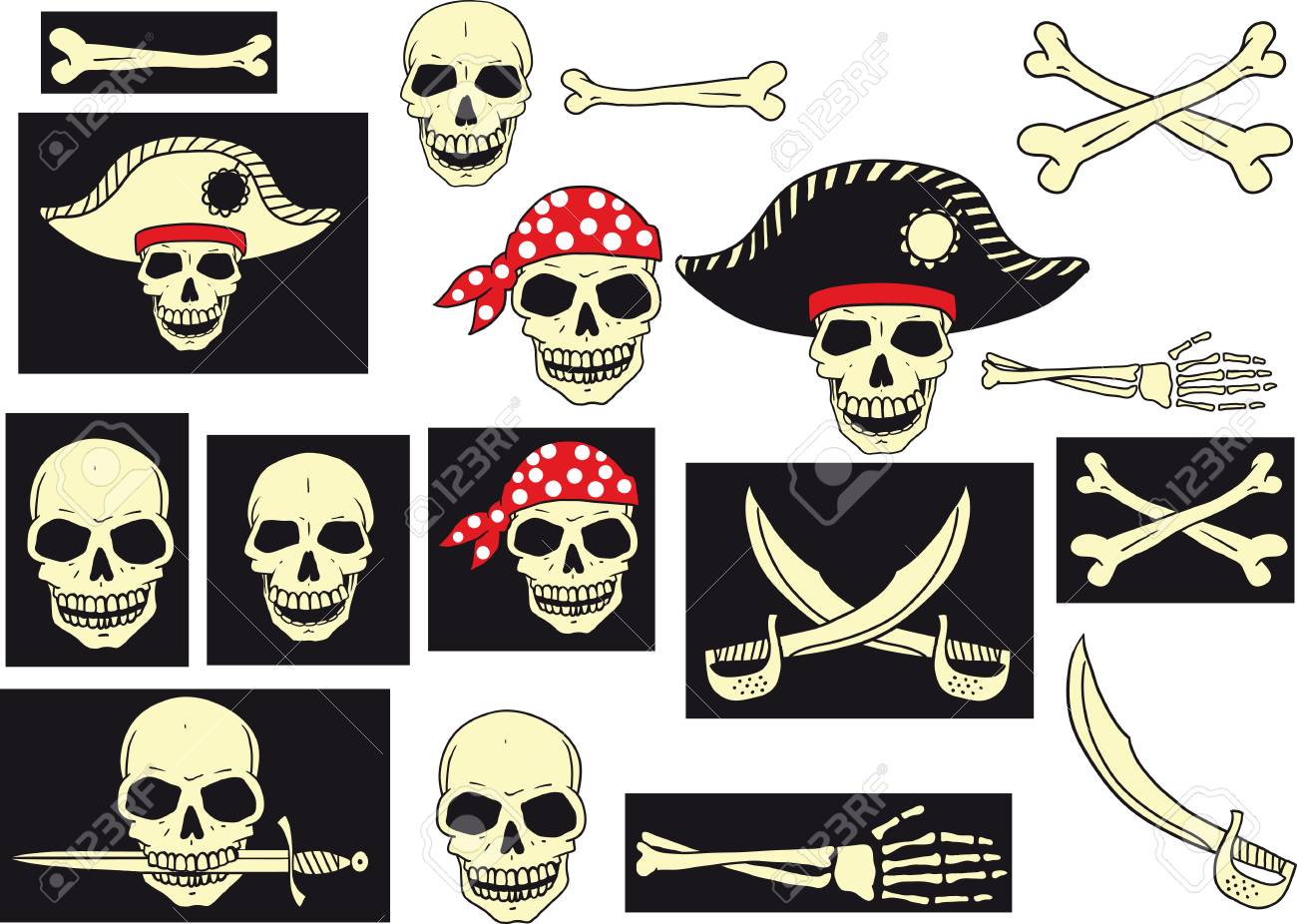 Pirates Skull Set Royalty Free Cliparts Vectors And Stock Illustration Image