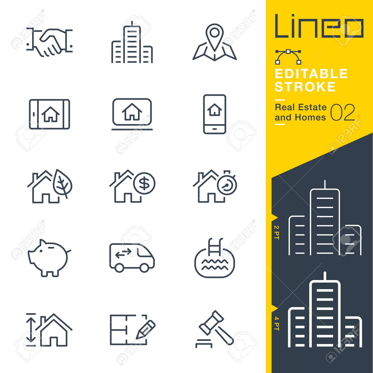Lineo Editable Stroke - Real Estate and Homes line icons. Vector Icons - Adjust stroke weight - Expand to any size - 85386495 Lineo Editable Stroke - Real Estate and Homes line icons. Vector Icons - Adjust stroke weight - Expand to any size - 85386495