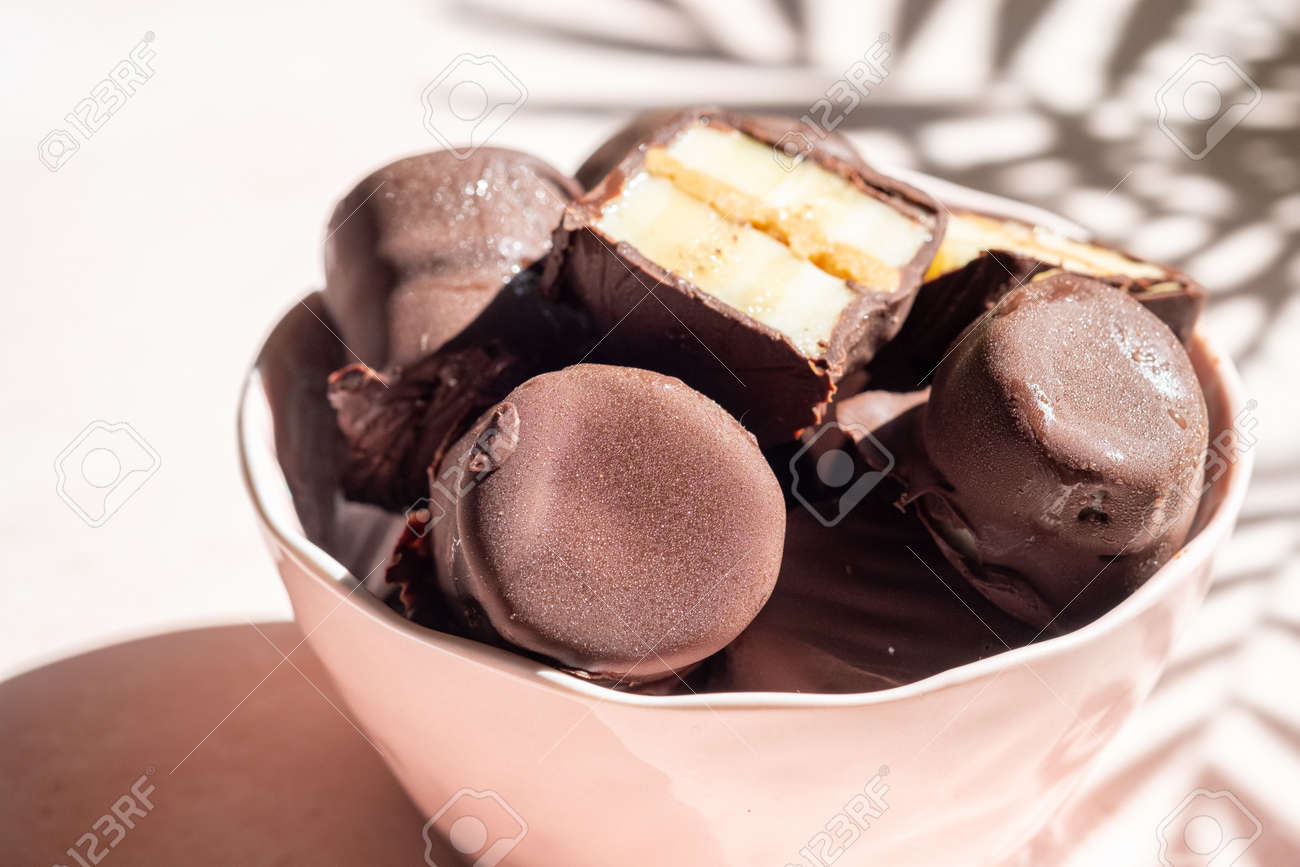Dark Chocolate Peanut Butter Banana Bites Stock Photo Picture And Royalty Free Image Image 140008222