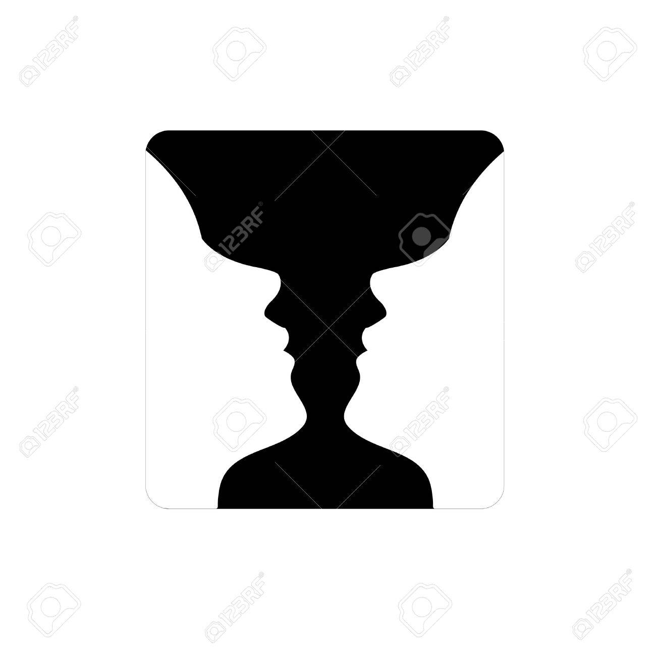 Faces Or Vase Illusion Of Two Faces Appearing Like A Vase
