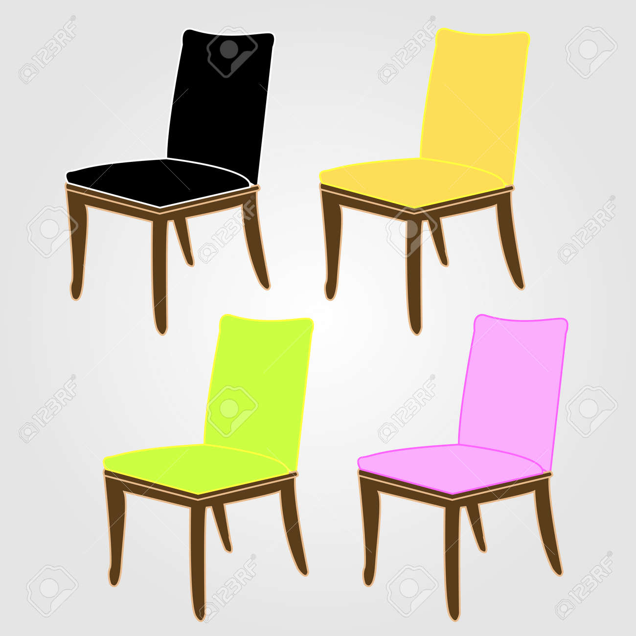 Colorful Dining Chairs On A White Background Royalty Free SVG, Cliparts,  Vectors, and Stock Illustration. Image 39844075., image size:1300x1300