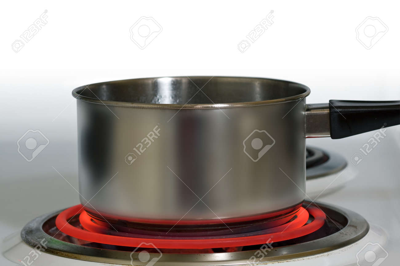 Brushed Steel Pot On Red Hot Electric Stove Stock Photo Picture And Royalty Free Image Image 7702068