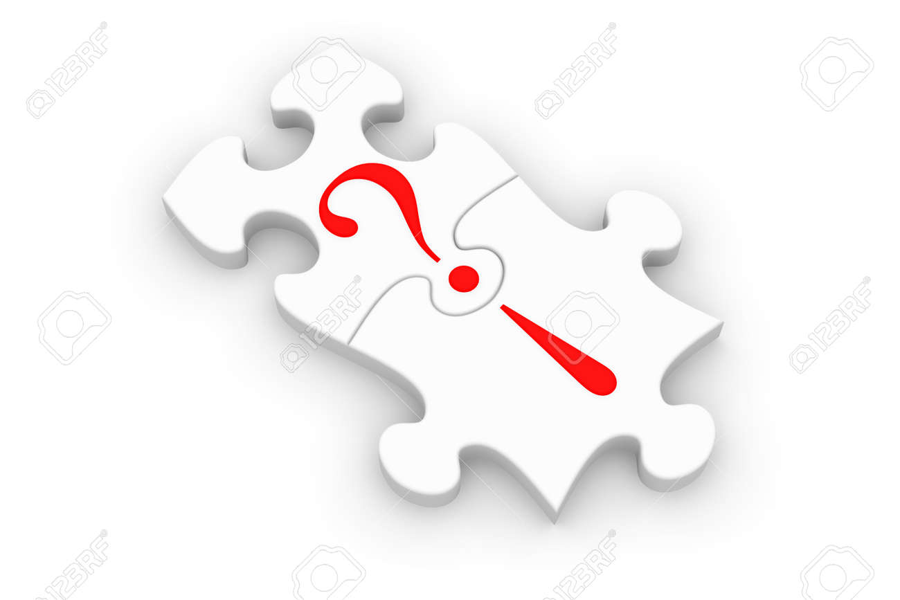 puzzle pieces connecting question and answer stock photo picture