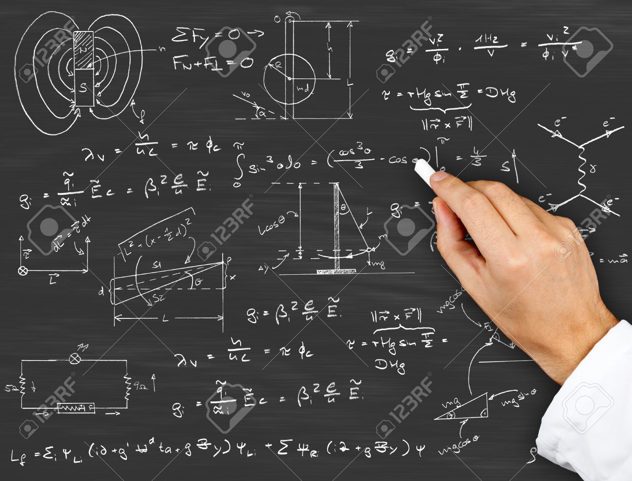 research scientist writing physics