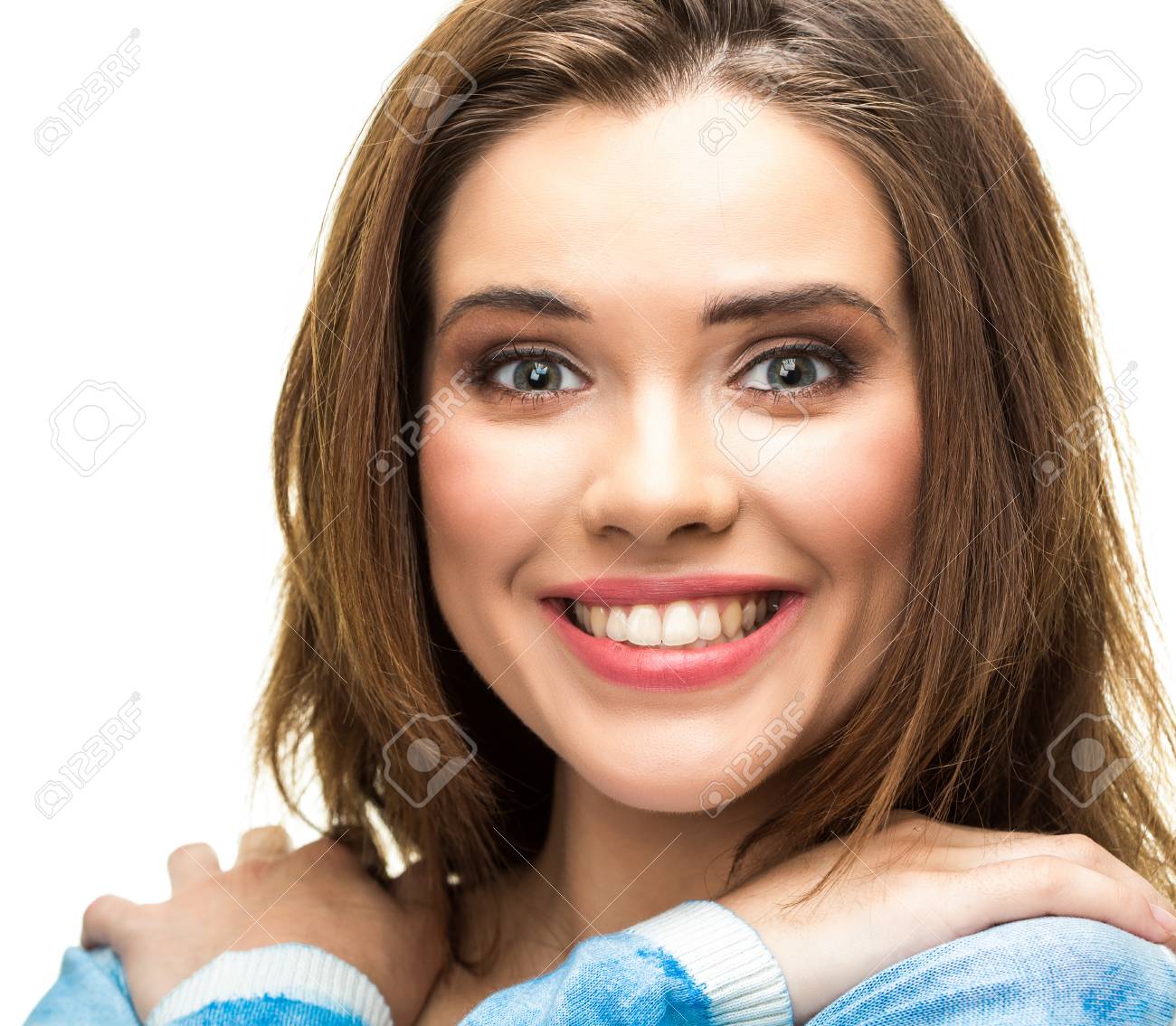 happy woman with big