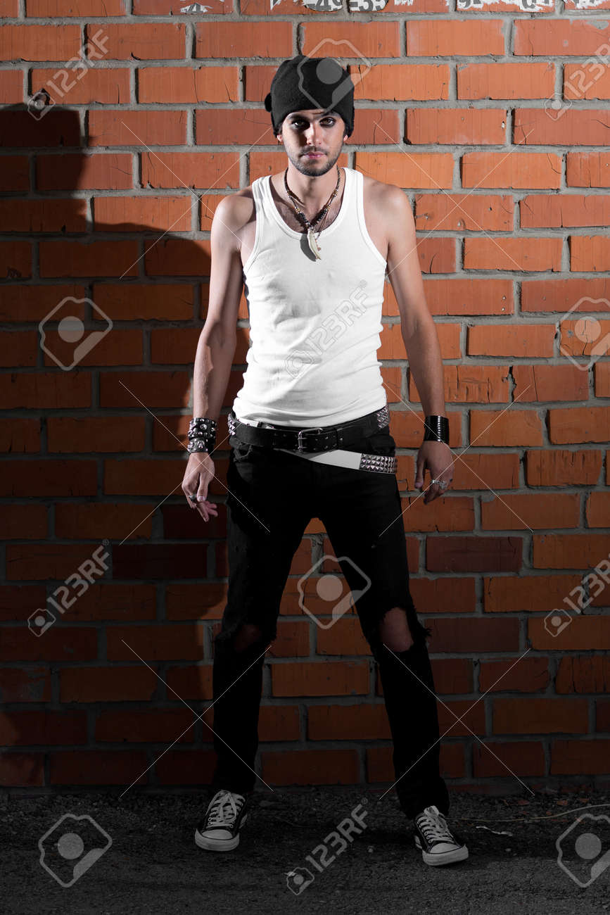 black jeans and red t shirt