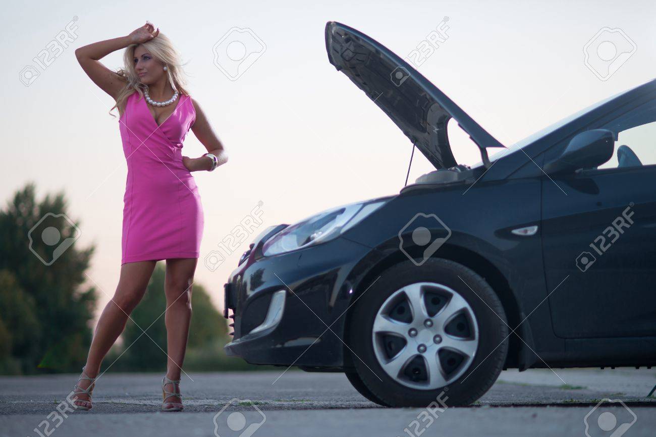 Car Broke Down >> Young Attractive Woman S Car Broke Down On The Road Car Broke Down >> Young Attractive Woman S Car Broke Down On The Road
