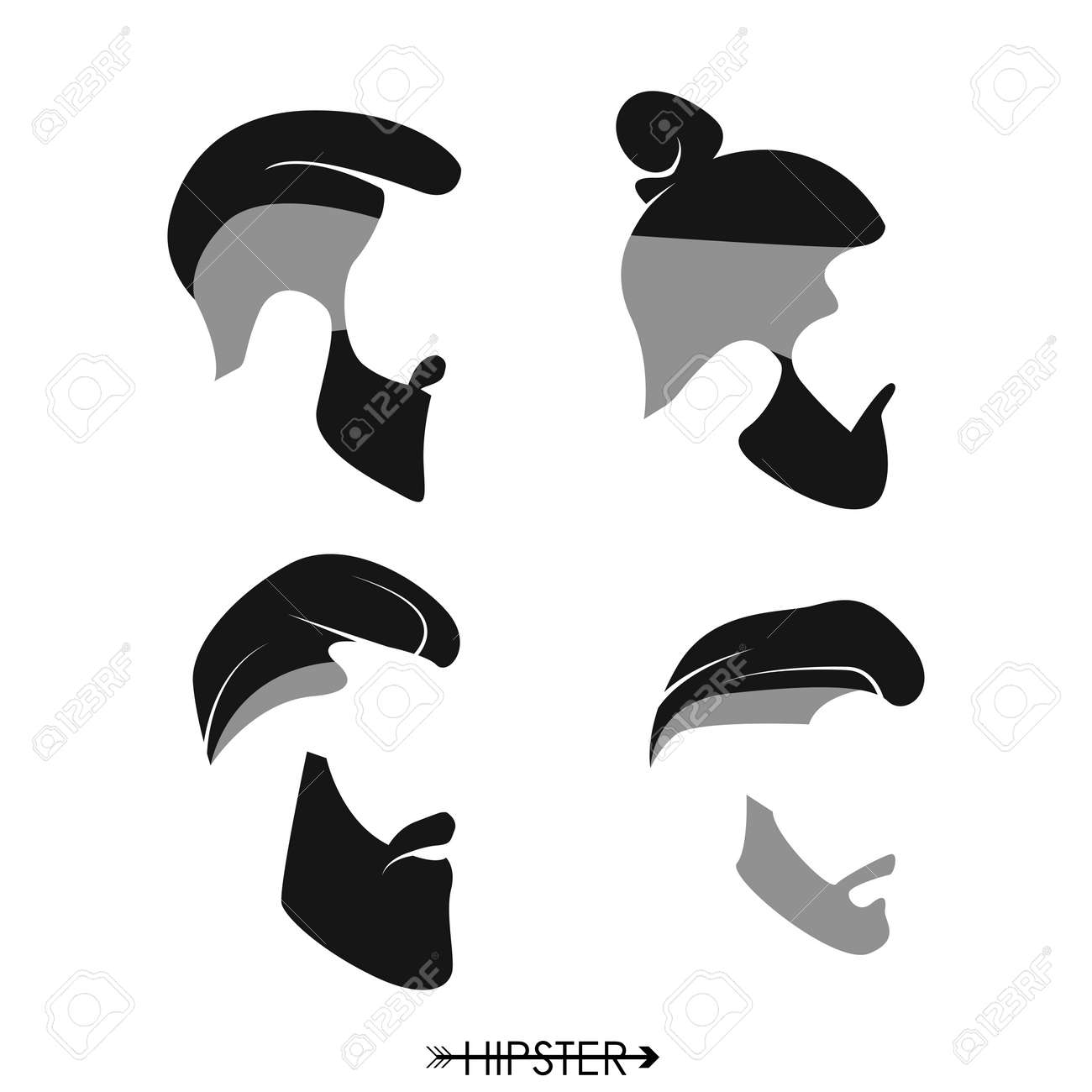 set of hipster man haircuts beards mustaches simple design